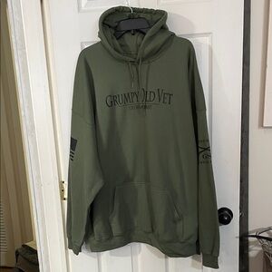 Grunt Style "Grumpy Old Vet" Green Hoodie. Size XXXL
